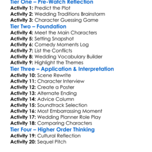 American Wedding 2003 Worksheet Activity Booklet