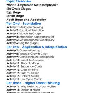 Amphibian Metamorphosis Worksheet Activity Booklet