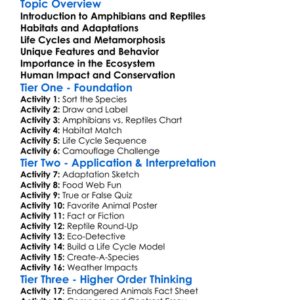 Amphibians And Reptiles Worksheet Activity Booklet