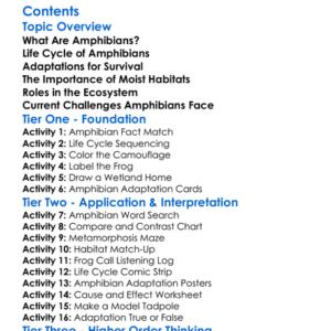 Amphibians Life Cycle And Adaptations Worksheet Activity Booklet