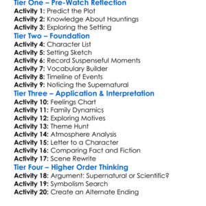 An American Haunting 2005 Worksheet Activity Booklet