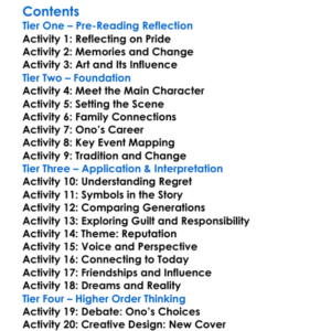 An Artist Of The Floating World Kazuo Ishiguro Worksheet Activity Booklet