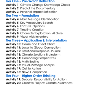 An Inconvenient Truth 2006 Worksheet Activity Booklet