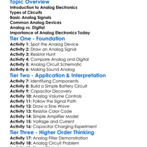 Analog Electronics Basics Worksheet Activity Booklet