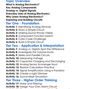 Analog Electronics Worksheet Activity Booklet