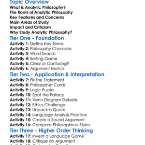Analytic Philosophy Worksheet Activity Booklet