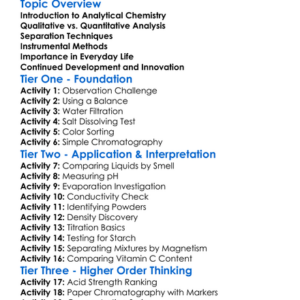 Analytical Chemistry Techniques Worksheet Activity Booklet