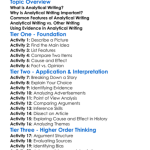 Analytical Writing Worksheet Activity Booklet