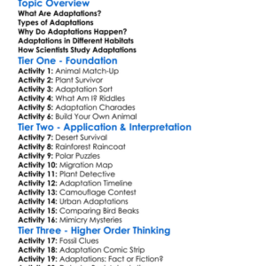 Analyzing Adaptations Worksheet Activity Booklet