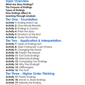 Analyzing Endings Worksheet Activity Booklet