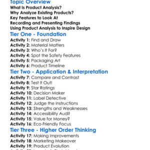 Analyzing Existing Products Worksheet Activity Booklet