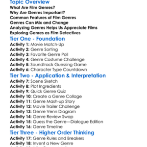 Analyzing Film Genres Worksheet Activity Booklet