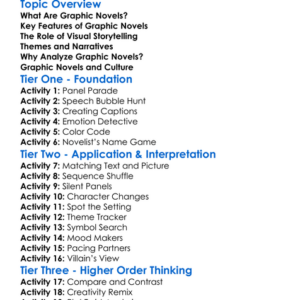 Analyzing Graphic Novels Worksheet Activity Booklet
