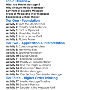 Analyzing Media Messages Worksheet Activity Booklet