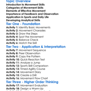 Analyzing Movement Skills Worksheet Activity Booklet