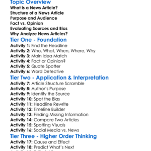 Analyzing News Articles Worksheet Activity Booklet