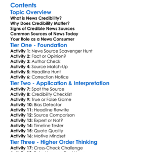 Analyzing News Sources For Credibility Worksheet Activity Booklet