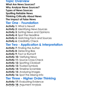 Analyzing News Sources Worksheet Activity Booklet