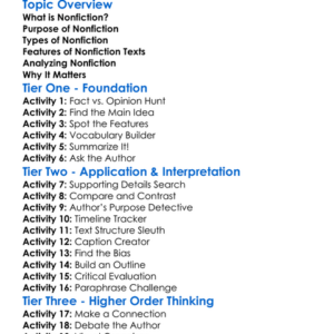 Analyzing Nonfiction Texts Worksheet Activity Booklet