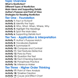 Analyzing Nonfiction Worksheet Activity Booklet