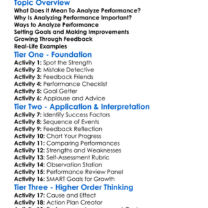 Analyzing Performance Worksheet Activity Booklet