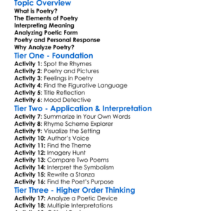 Analyzing Poetry Worksheet Activity Booklet