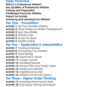 Analyzing Professional Athletes Worksheet Activity Booklet