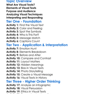Analyzing Visual Texts Worksheet Activity Booklet