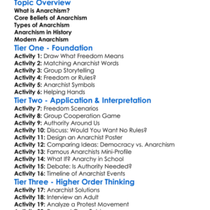 Anarchism Worksheet Activity Booklet