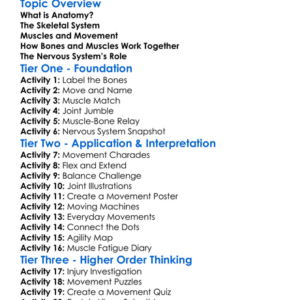 Anatomy Basics For Movement Worksheet Activity Booklet
