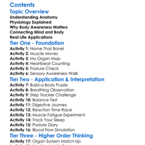 Anatomy Physiology And Body Awareness Worksheet Activity Booklet