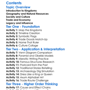 Ancient African Kingdoms Kush And Axum Worksheet Activity Booklet