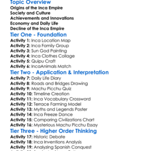 Ancient American Civilizations Inca Worksheet Activity Booklet
