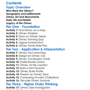Ancient American Civilizations Olmec Worksheet Activity Booklet