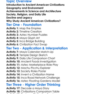 Ancient American Civilizations Worksheet Activity Booklet