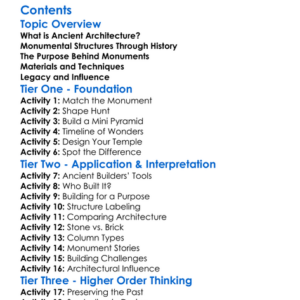 Ancient Architecture And Monumental Structures Worksheet Activity Booklet