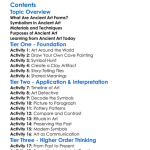 Ancient Art Forms And Their Meanings Worksheet Activity Booklet