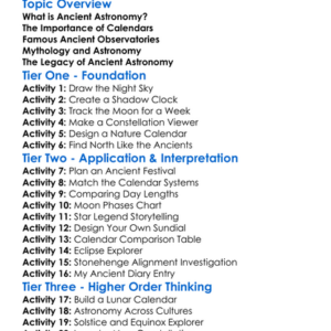 Ancient Astronomy And Calendars Worksheet Activity Booklet