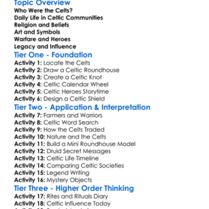 Ancient Celtic Societies Worksheet Activity Booklet