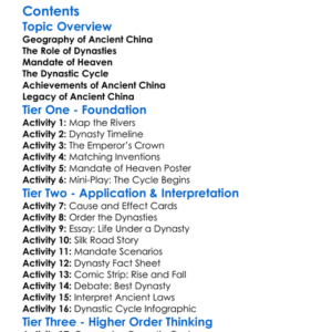 Ancient China And The Dynastic Cycle Worksheet Activity Booklet