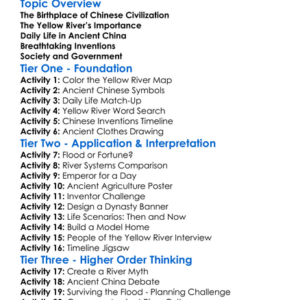 Ancient China And The Yellow River Worksheet Activity Booklet