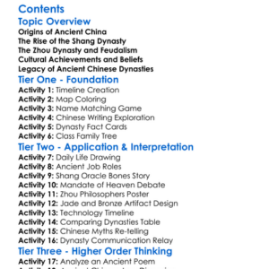 Ancient Chinese Civilizations Xia Shang Zhou Worksheet Activity Booklet