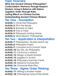 Ancient Chinese Philosophies Worksheet Activity Booklet