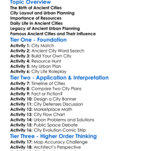 Ancient Cities And Urban Planning Worksheet Activity Booklet