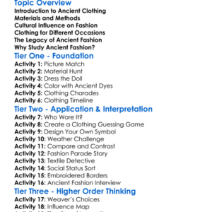 Ancient Clothing And Fashion Worksheet Activity Booklet
