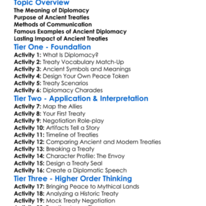 Ancient Diplomacy And Treaties Worksheet Activity Booklet