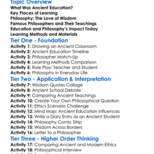 Ancient Education And Philosophy Worksheet Activity Booklet
