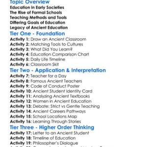 Ancient Education And Schooling Worksheet Activity Booklet