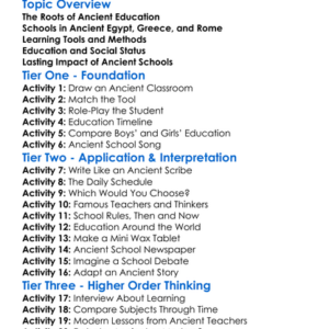 Ancient Education And Schools Worksheet Activity Booklet