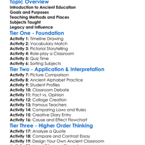 Ancient Education Systems Worksheet Activity Booklet